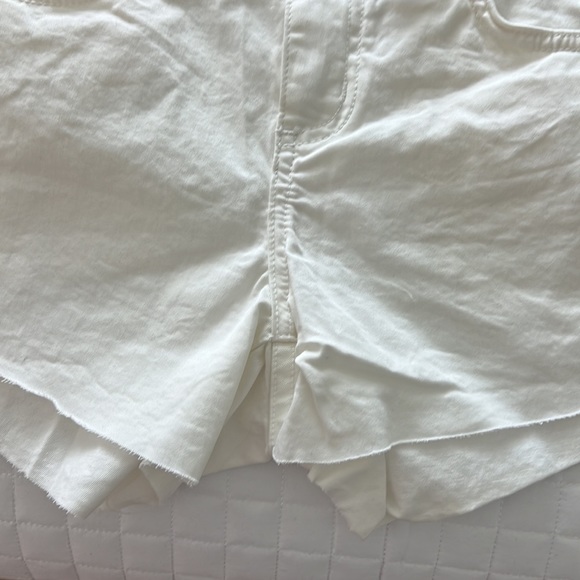 L'AGENCE Shorts white cotton spandex raw edge mid-rise WHITE SHORTS 25 - Picture 2 of 5